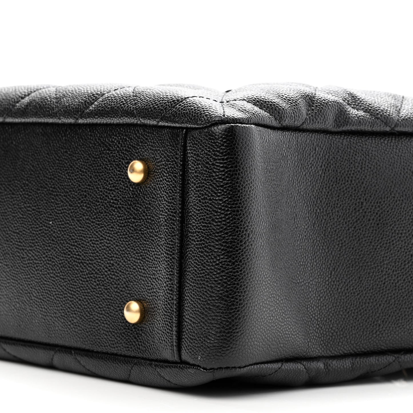 Caviar Quilted Small Shopping Tote Black