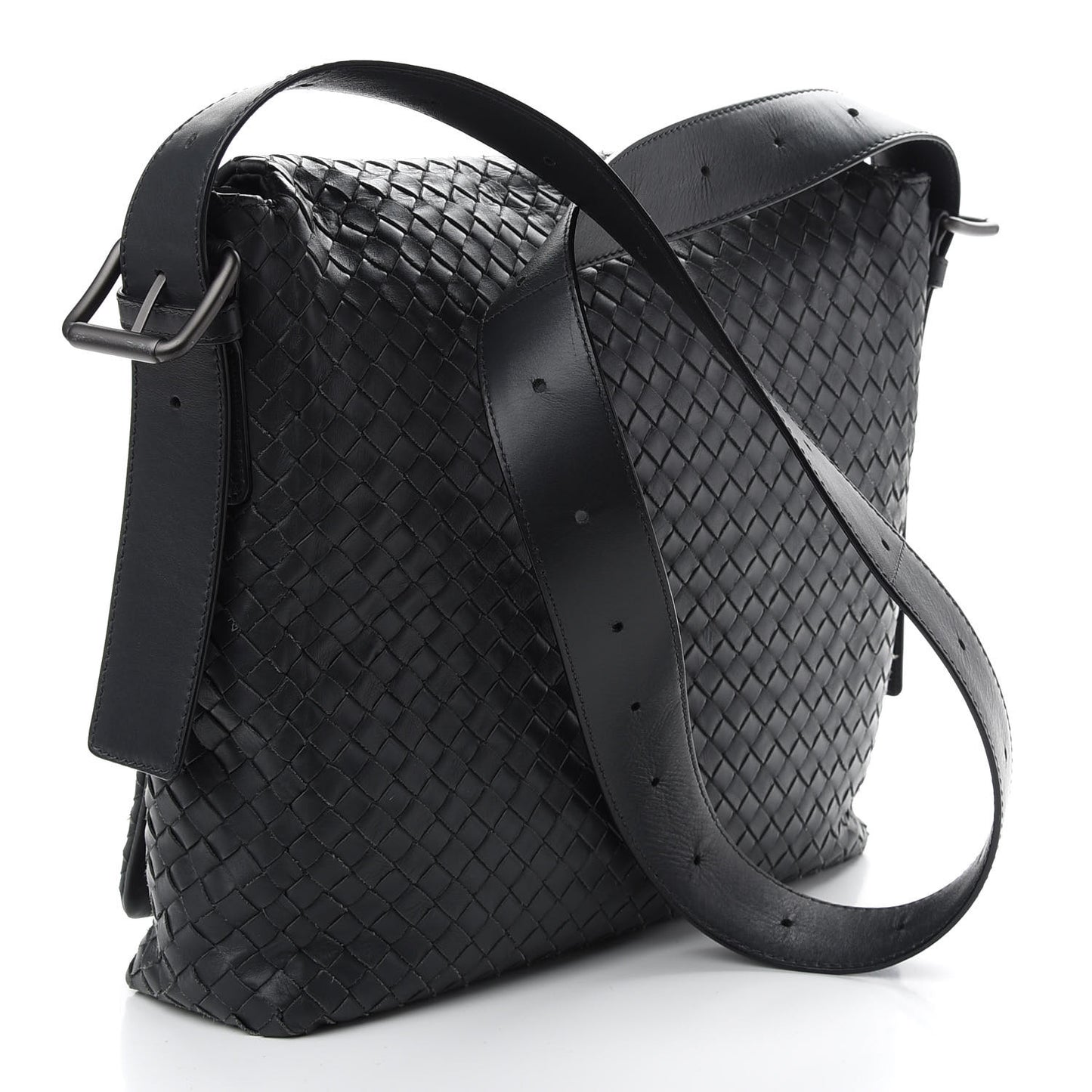 Nappa Intrecciato Messenger Bag Ferro Gray