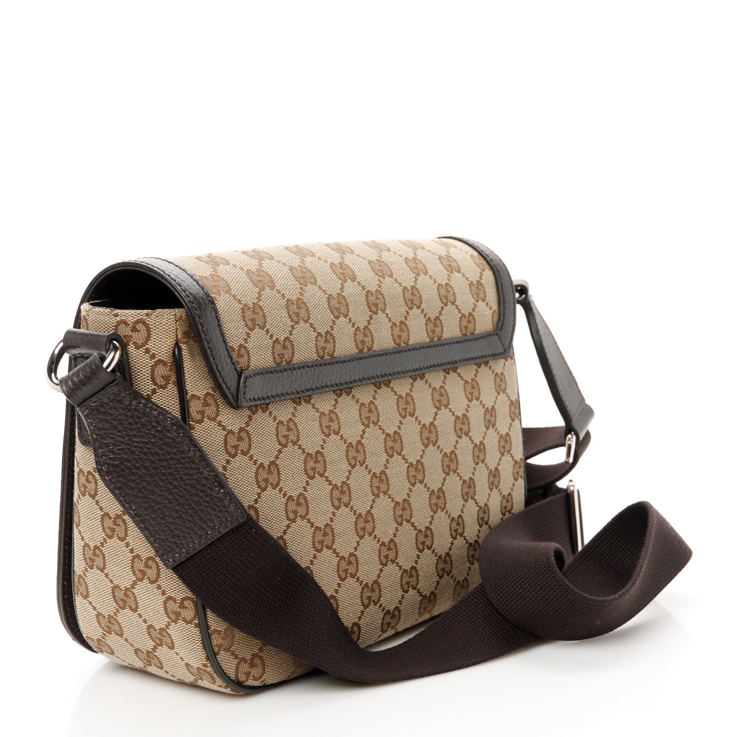 Gucci Monogram Flap Messenger Bag Beige Dark Brown 3 of 13