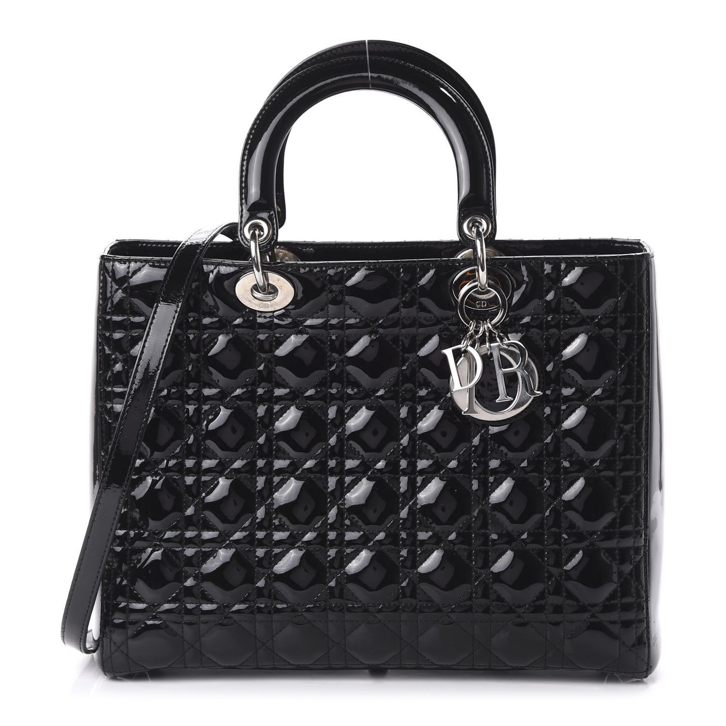 Patent Cannage Large Lady Dior Black