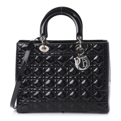 Christian Dior Patent Cannage Large Lady Dior Black 1 of 10