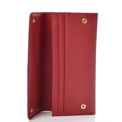 Prada Saffiano Metal Continental Flap Wallet Fuoco 5 of 11