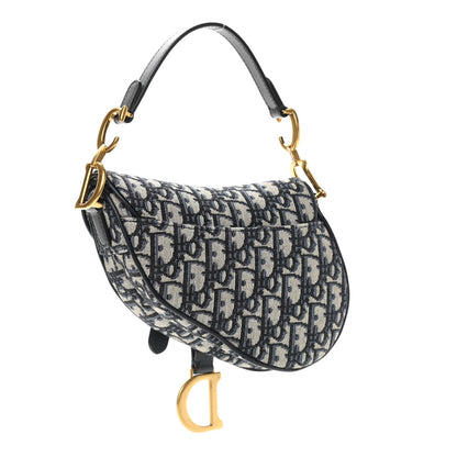 Christian Dior Oblique Mini Saddle Bag Blue 3 of 10