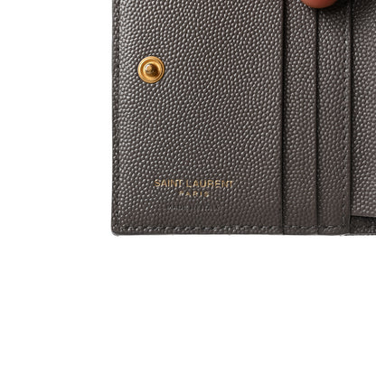 Saint Laurent Grain De Poudre Matelasse Chevron Monogram Zipped Card Case Tech Fog 6 of 9