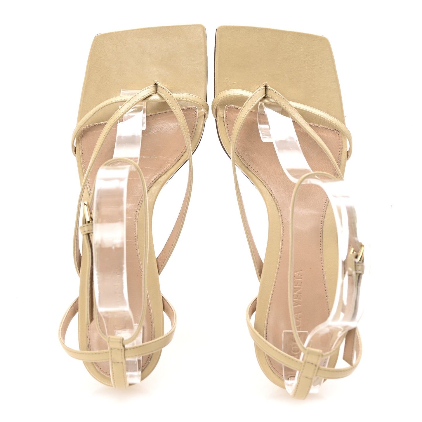 Lambskin Stretch Multi Strap 35mm Sandals 38.5 Cane Sugar