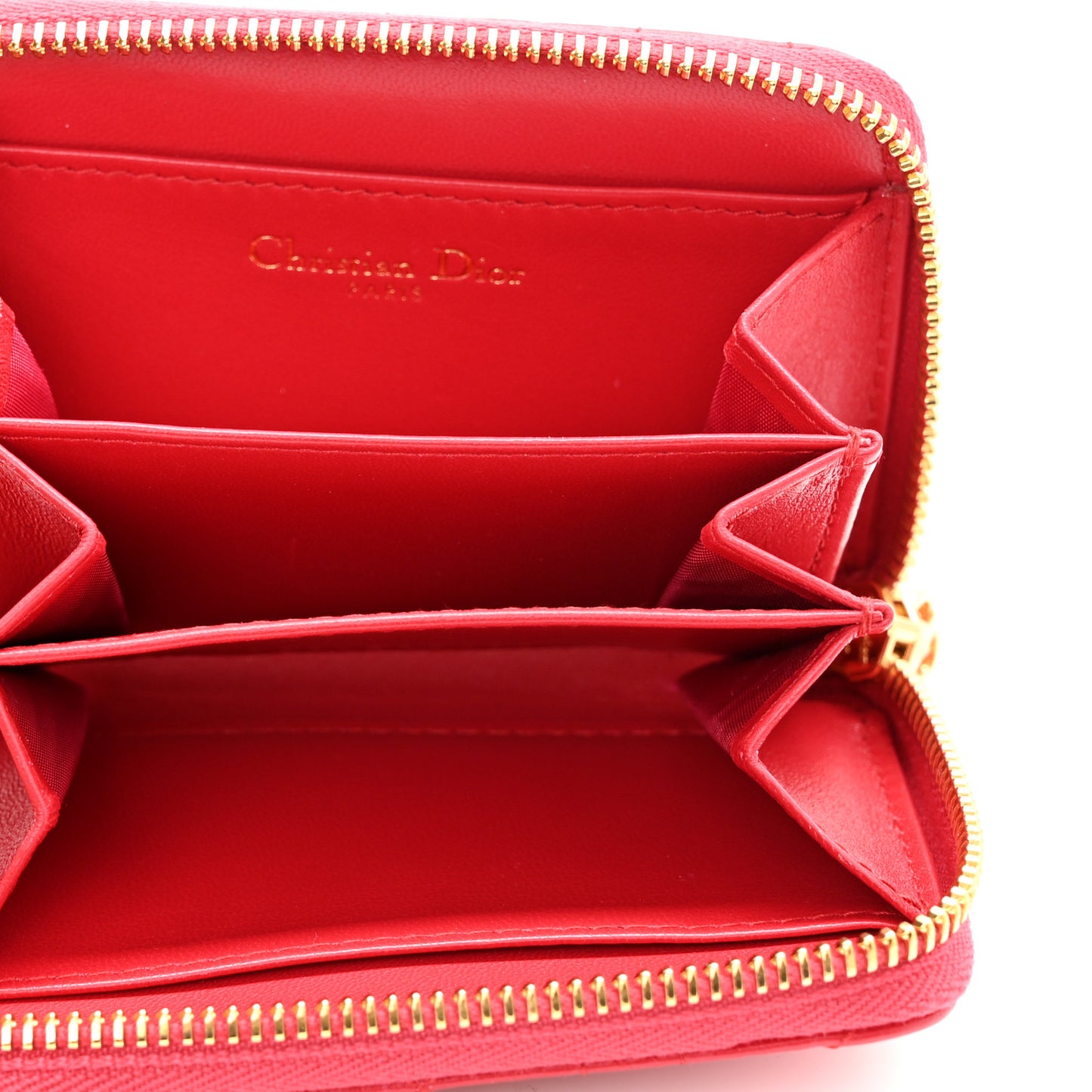 Lambskin Cannage Mini Caro Zipped Pouch Raspberry