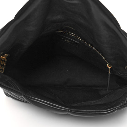 Saint Laurent Lambskin Quilted Medium Loulou Puffer Monogram Chain Satchel Black 4 of 9