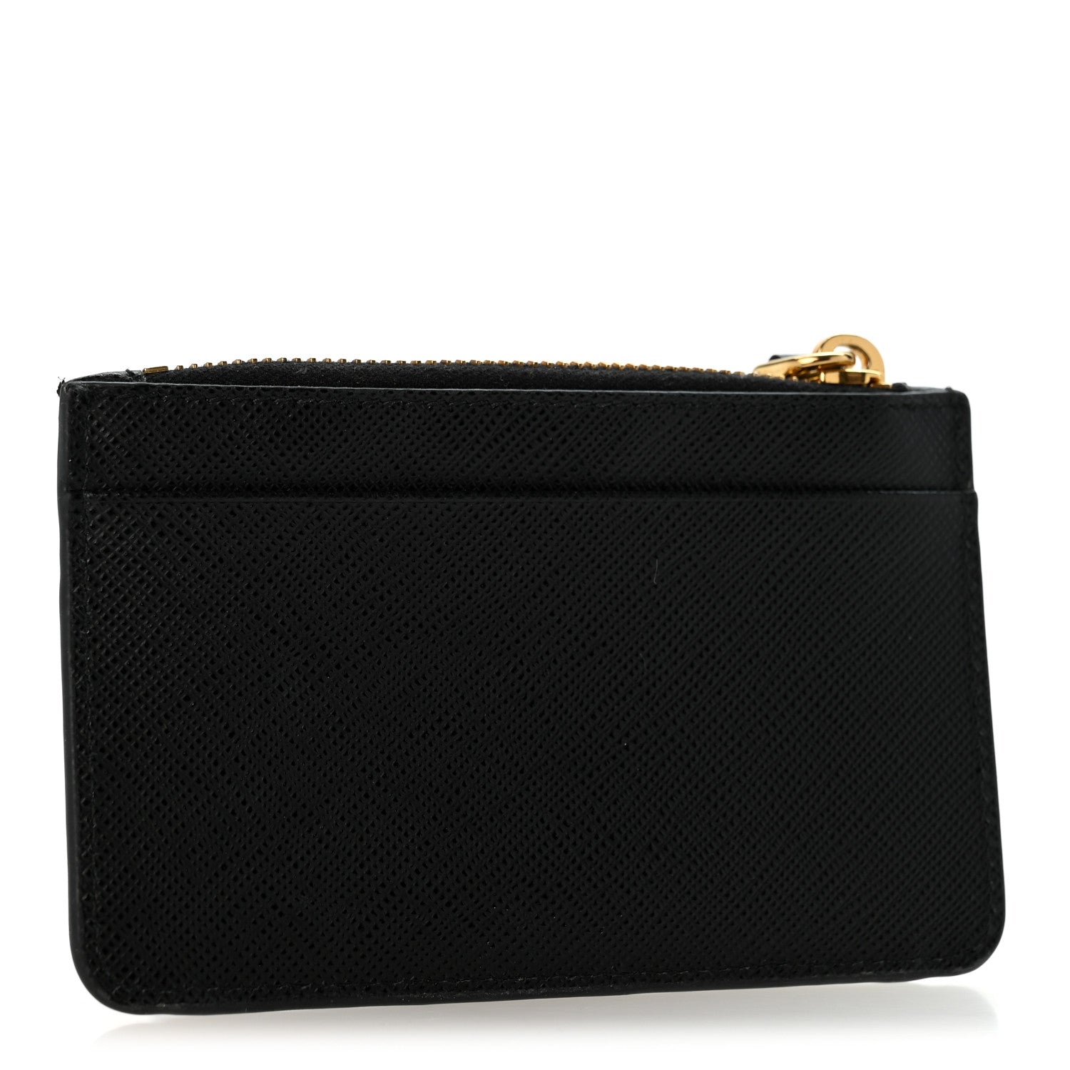 Prada Saffiano Metal Coin Case Card Holder Black 3 of 9