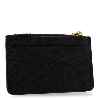 Prada Saffiano Metal Coin Case Card Holder Black 3 of 9