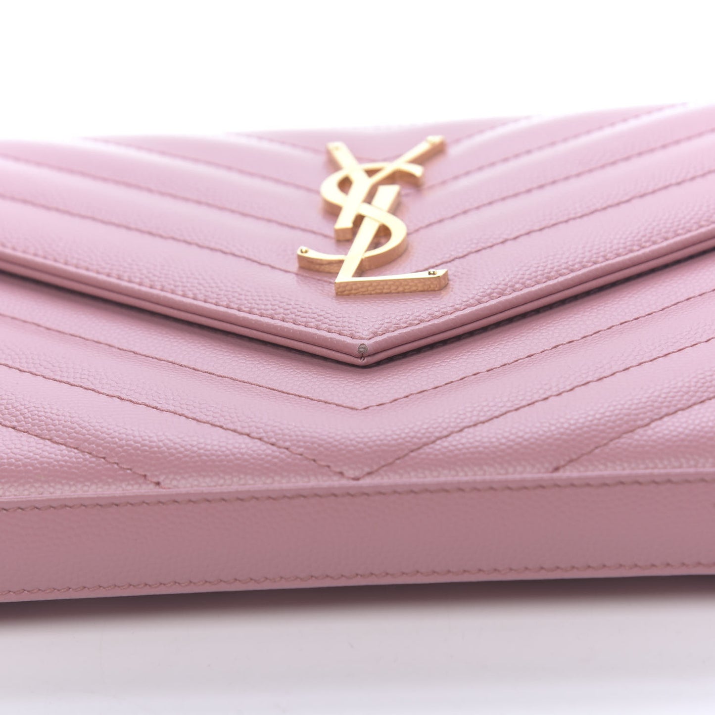 Grain De Poudre Matelasse Chevron Monogram Chain Wallet Tender Pink