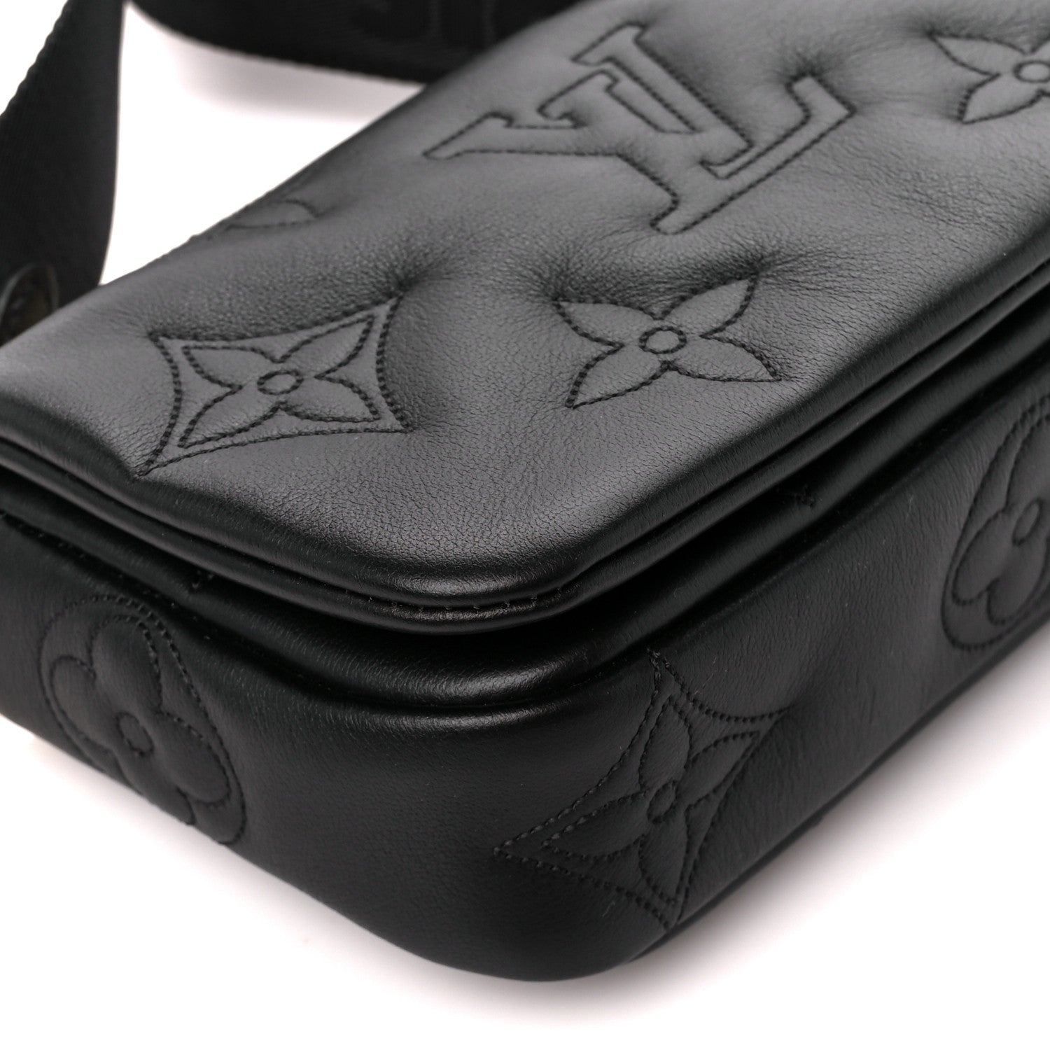 Louis Vuitton Calfskin Bubblegram Wallet On Strap Black 8 of 9