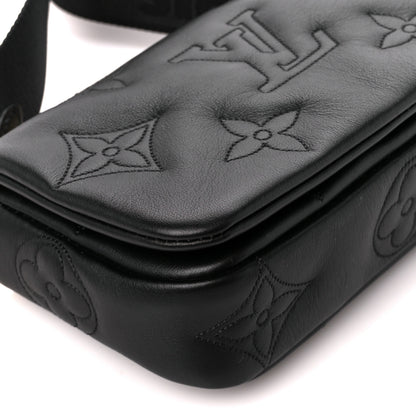 Louis Vuitton Calfskin Bubblegram Wallet On Strap Black 8 of 9