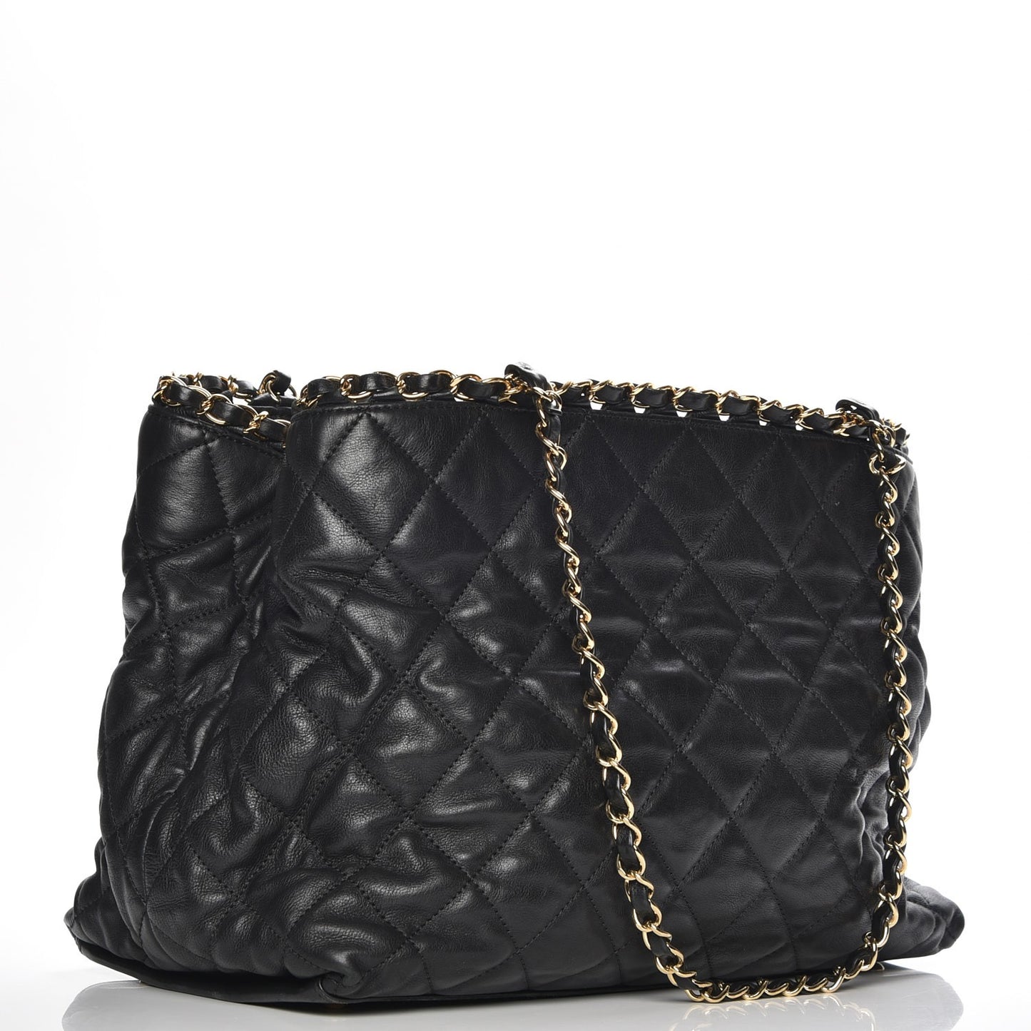 Calfskin Quilted Small Chain Me Tote Black