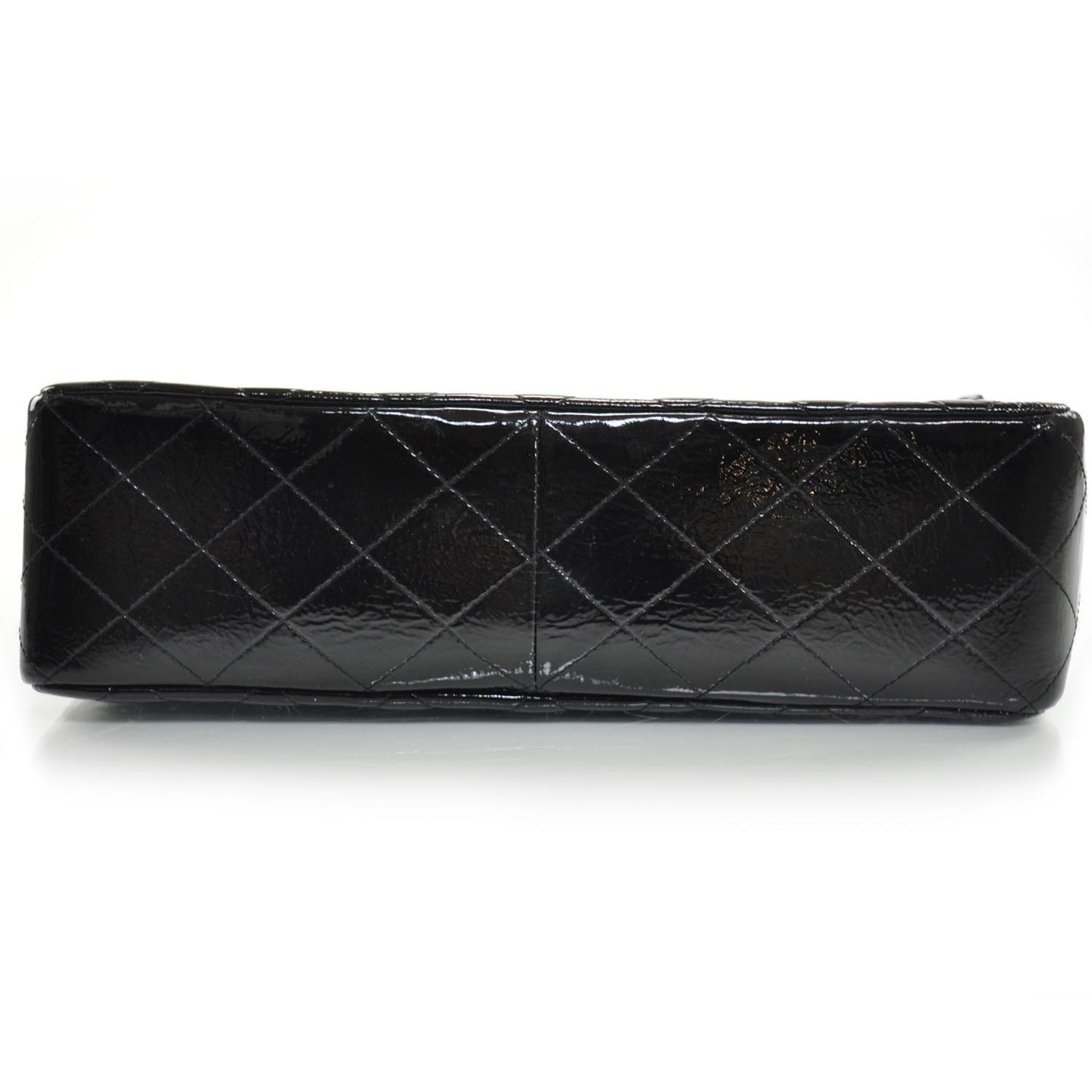 Crackled Patent Jumbo Flap Black SHW