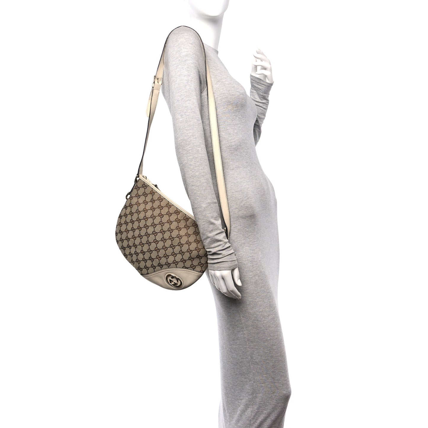 Monogram Medium New Britt Half Moon Hobo White