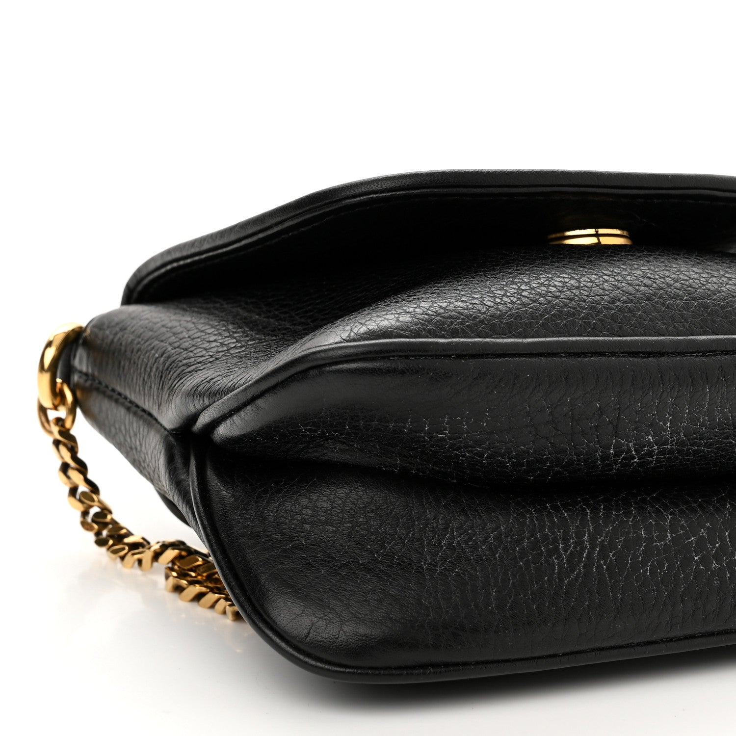 Gucci Pebbled Calfskin Small 1973 Chain Shoulder Bag Black 9 of 13