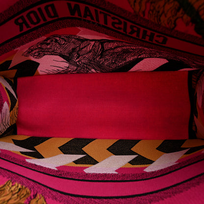 Christian Dior Canvas Embroidered Large Jungle Pop Book Tote Fuchsia Multicolor 5 of 12