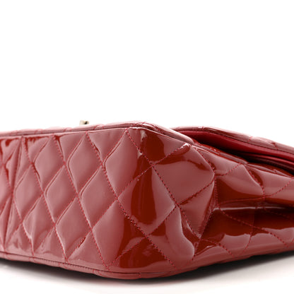 Chanel Patent Quilted Jumbo Double Flap Dark Red 10 of 14