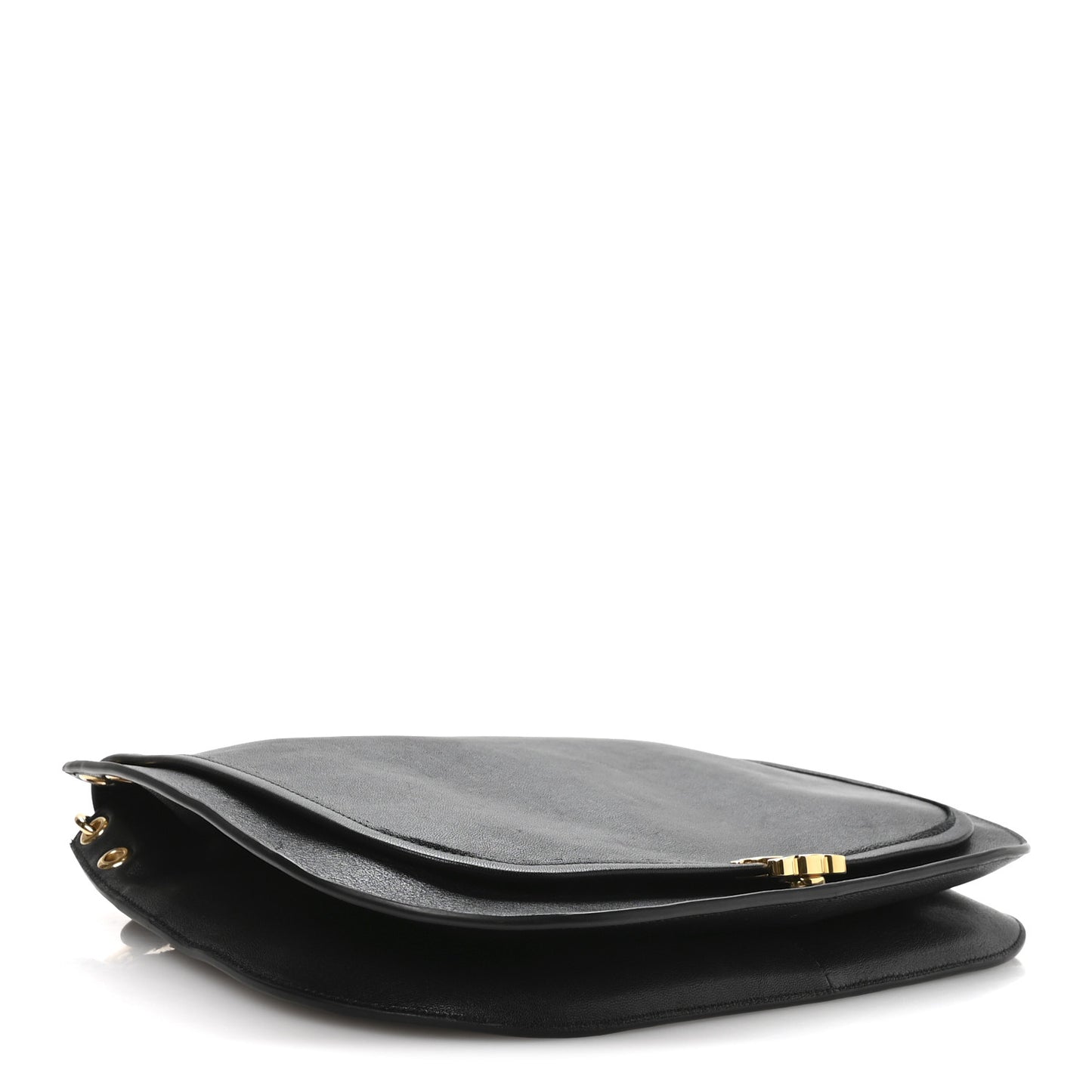 Shiny Lambskin Soft Triomphe Besace Bag Black