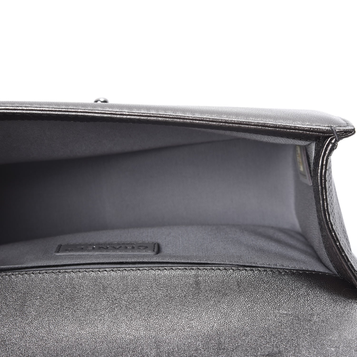 Chanel Metallic Lambskin Perforated Medium Boy Flap Dark Silver 4 of 9