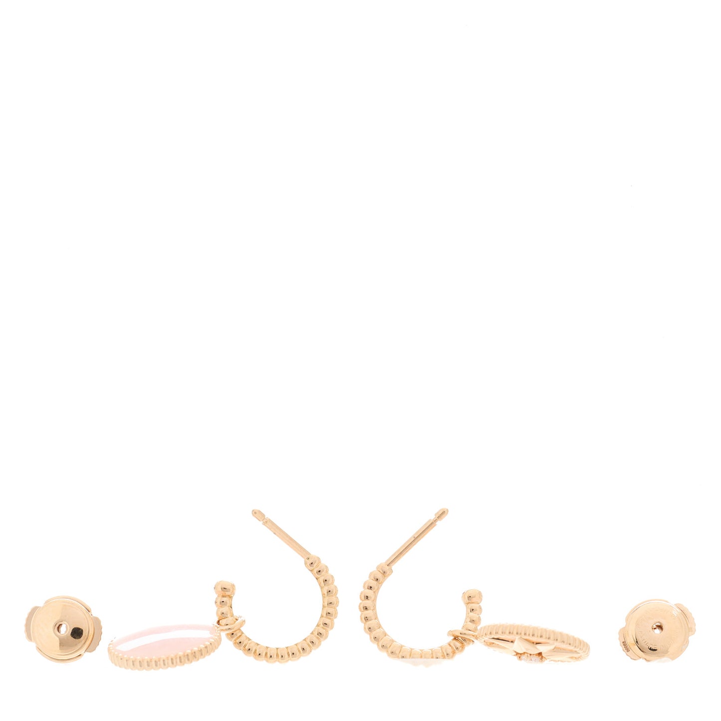 18K Rose Gold Diamond Pink Opal Rose Des Vents Drop Earrings