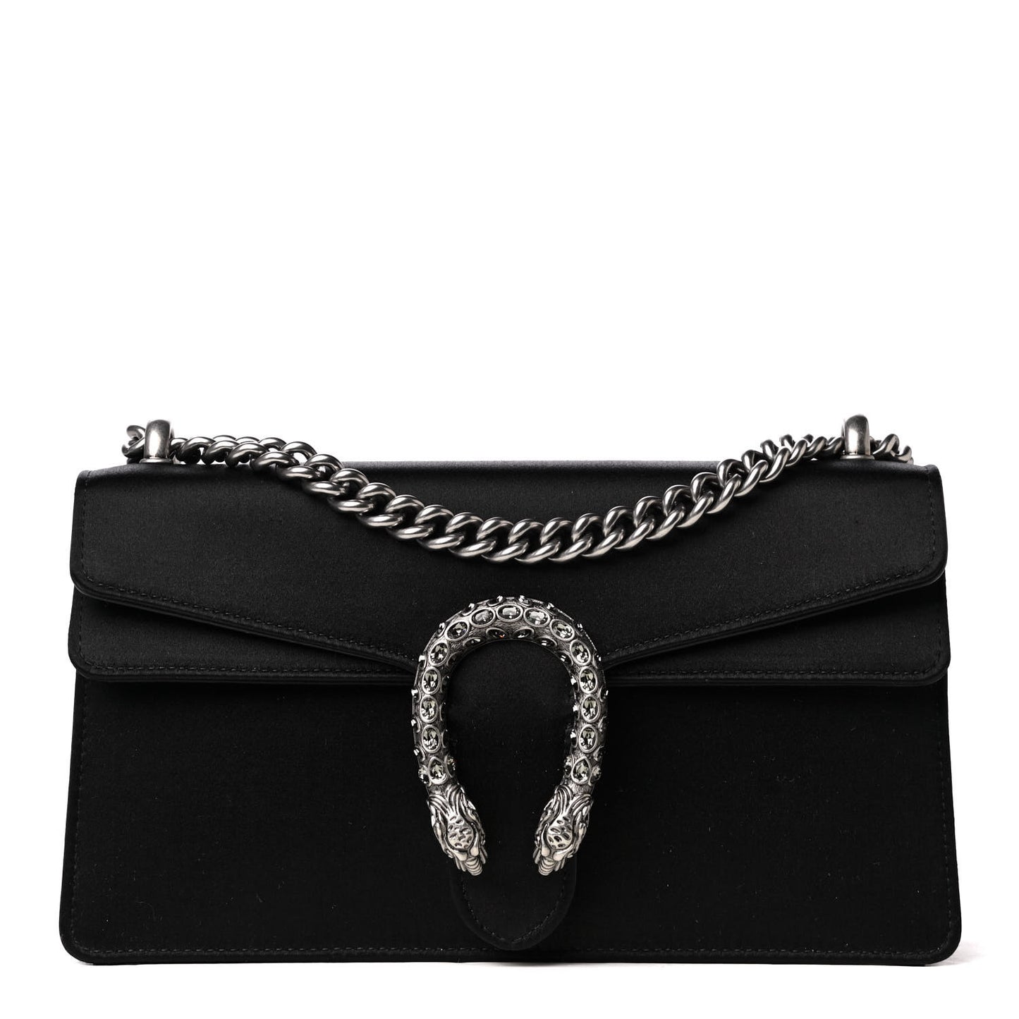 Satin Silk Crystal Small Dionysus Shoulder Bag Black Black Diamond