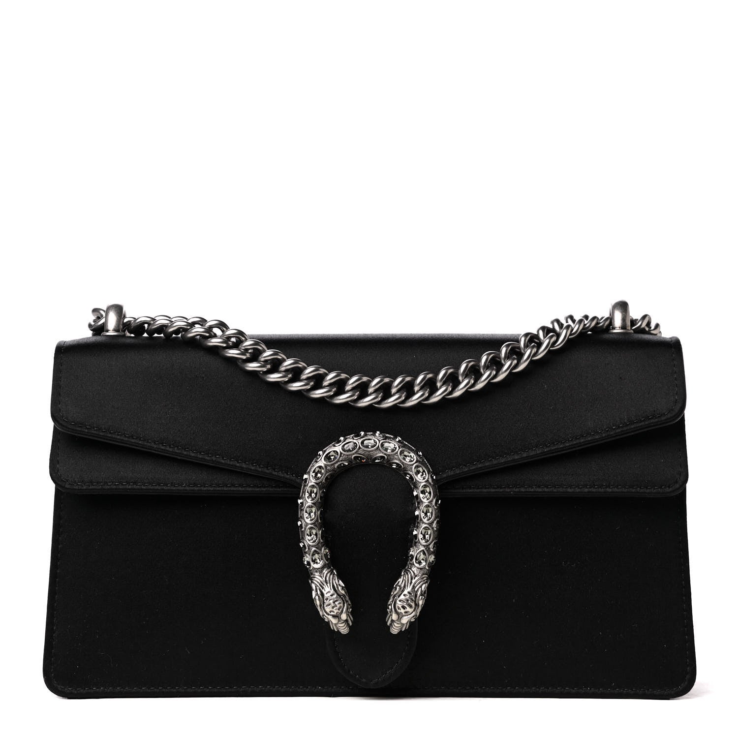 Gucci Satin Silk Crystal Small Dionysus Shoulder Bag Black Black Diamond 1 of 5