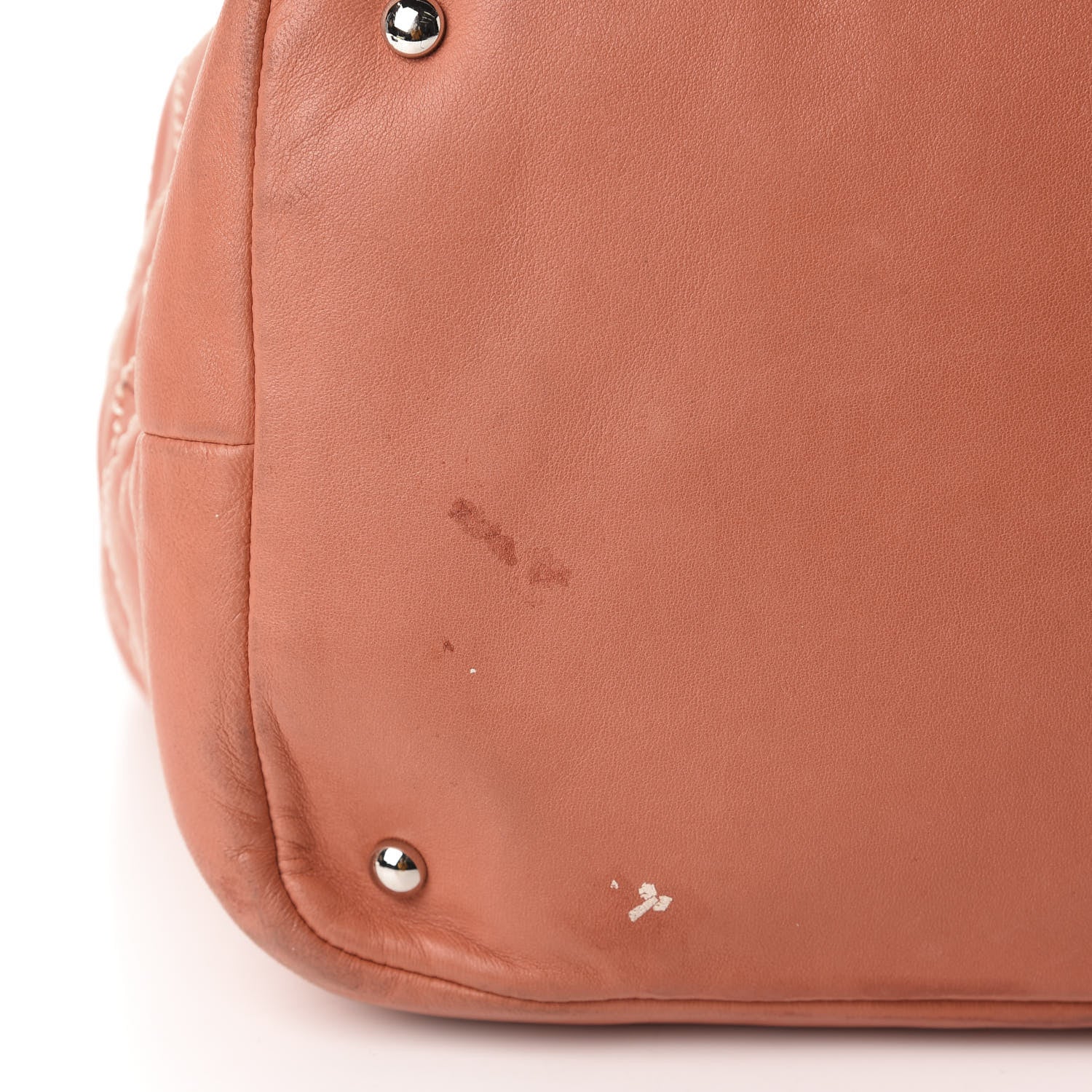 Chanel Lambskin Contrast Stitch Large Drawstring Tote Coral 13 of 14