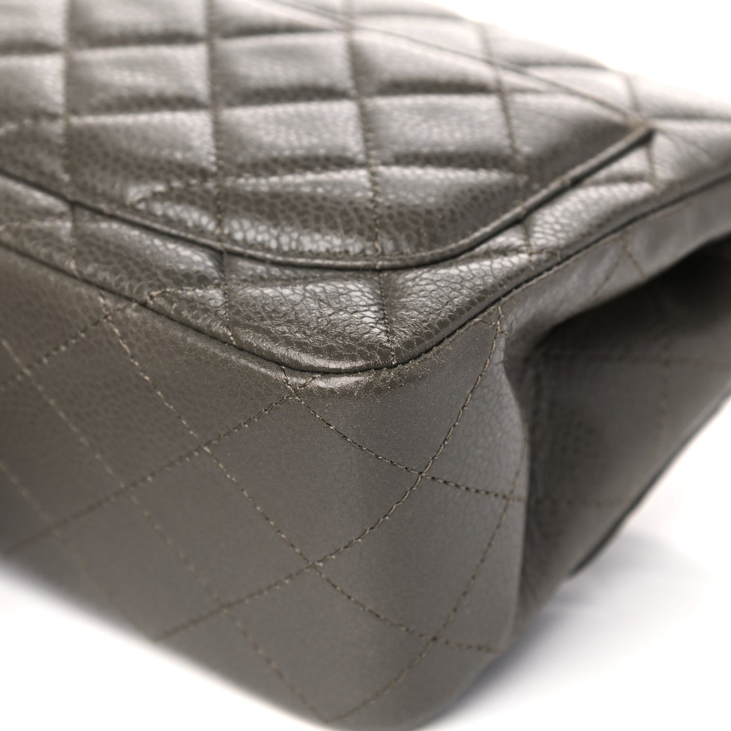 Caviar Quilted Mini Square Flap Dark Charcoal