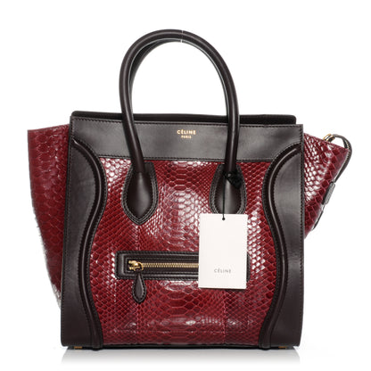 Celine Python Mini Luggage Burgundy 1 of 10