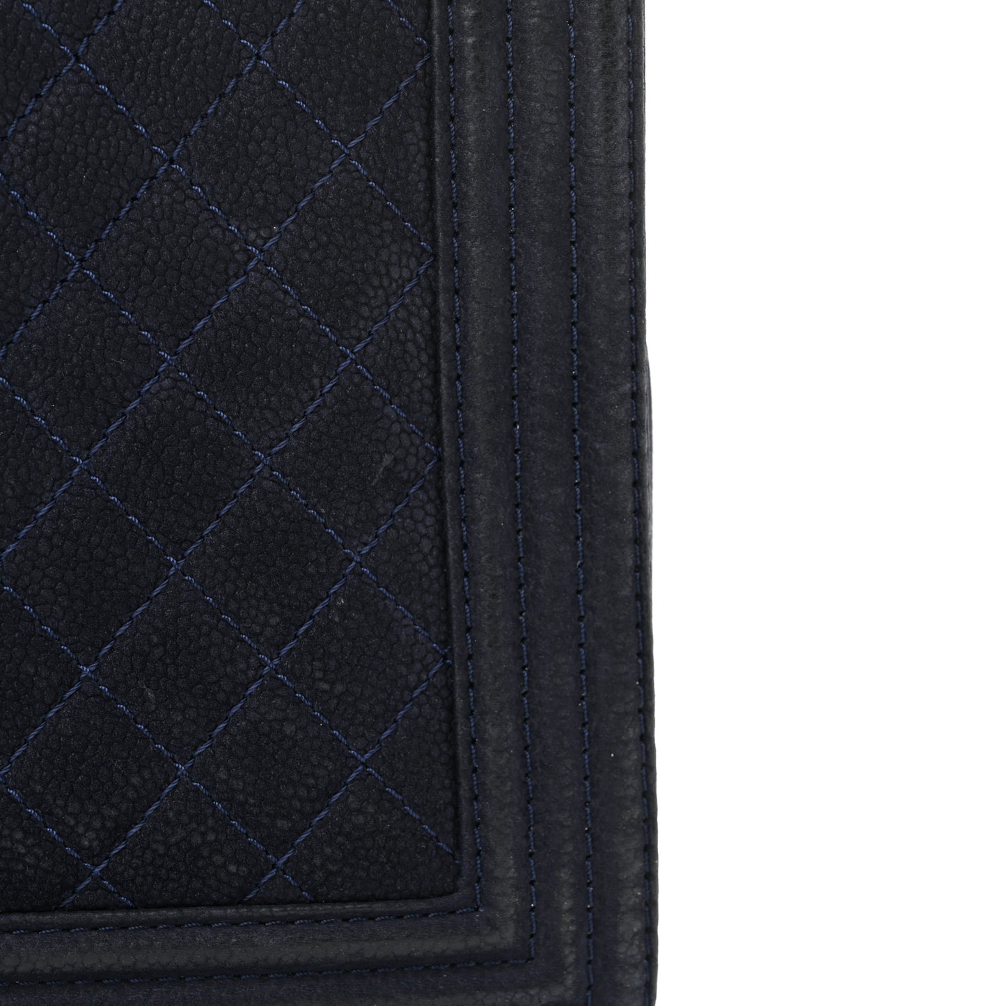 Iridescent Caviar Quilted Large Boy Flap Navy Blue