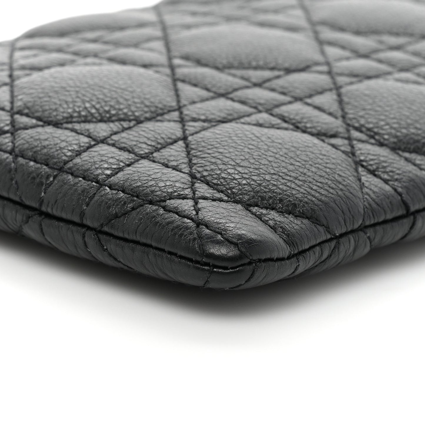 Supple Calfskin Cannage Caro Multifunctional Pouch Black