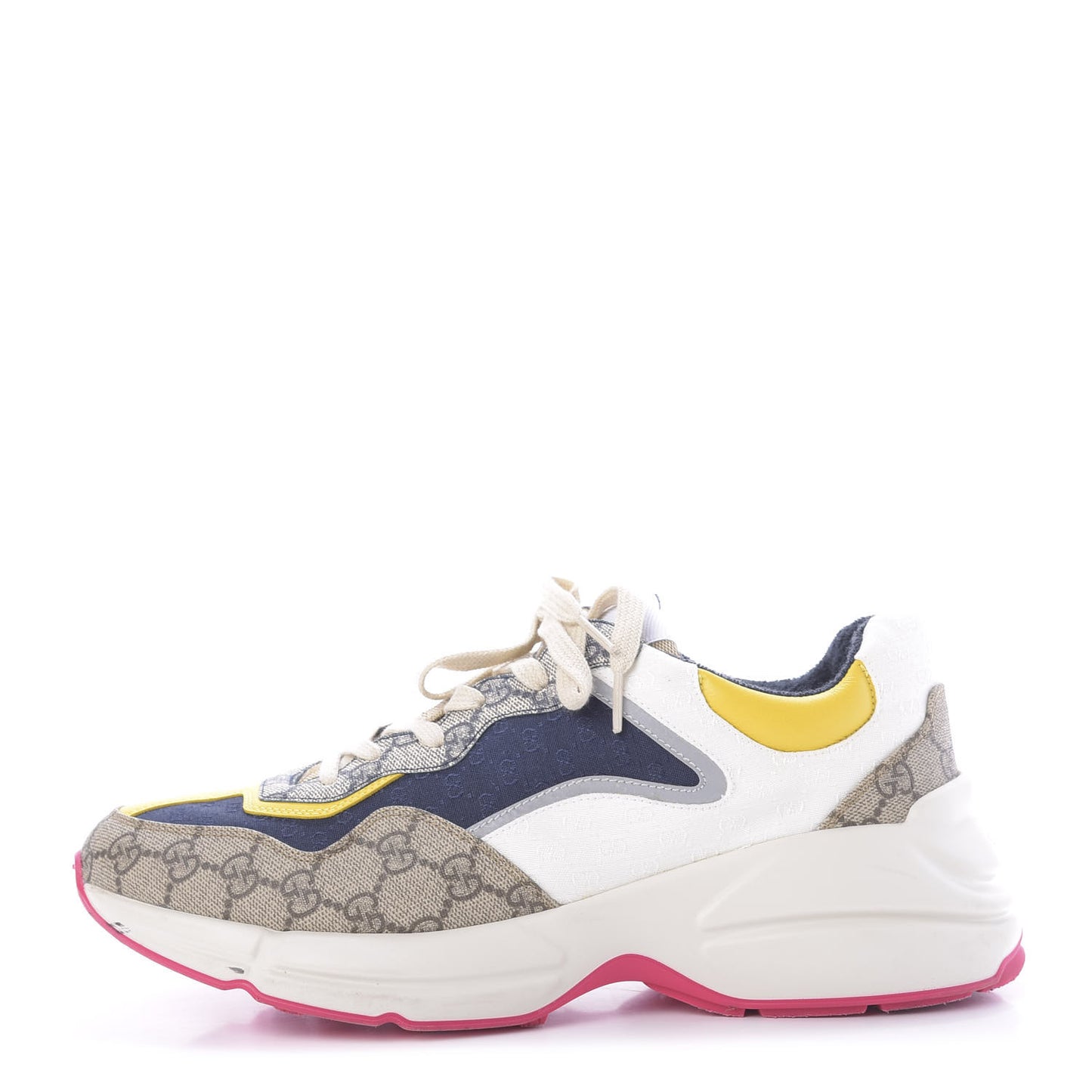 GG Supreme Monogram Mix Monogram Mens Rhyton Sneakers 9 London Blue Beige Sun Yellow