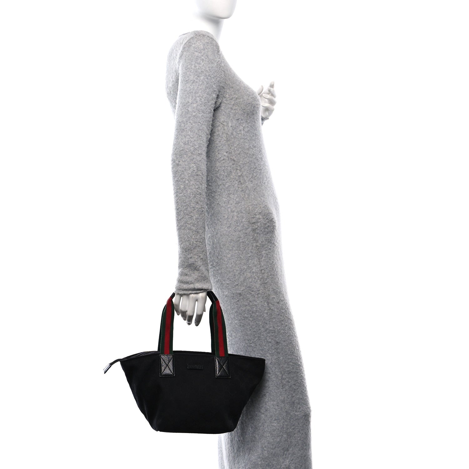 Gucci GG Monogram Small Web Handle Bucket Tote Black 2 of 10