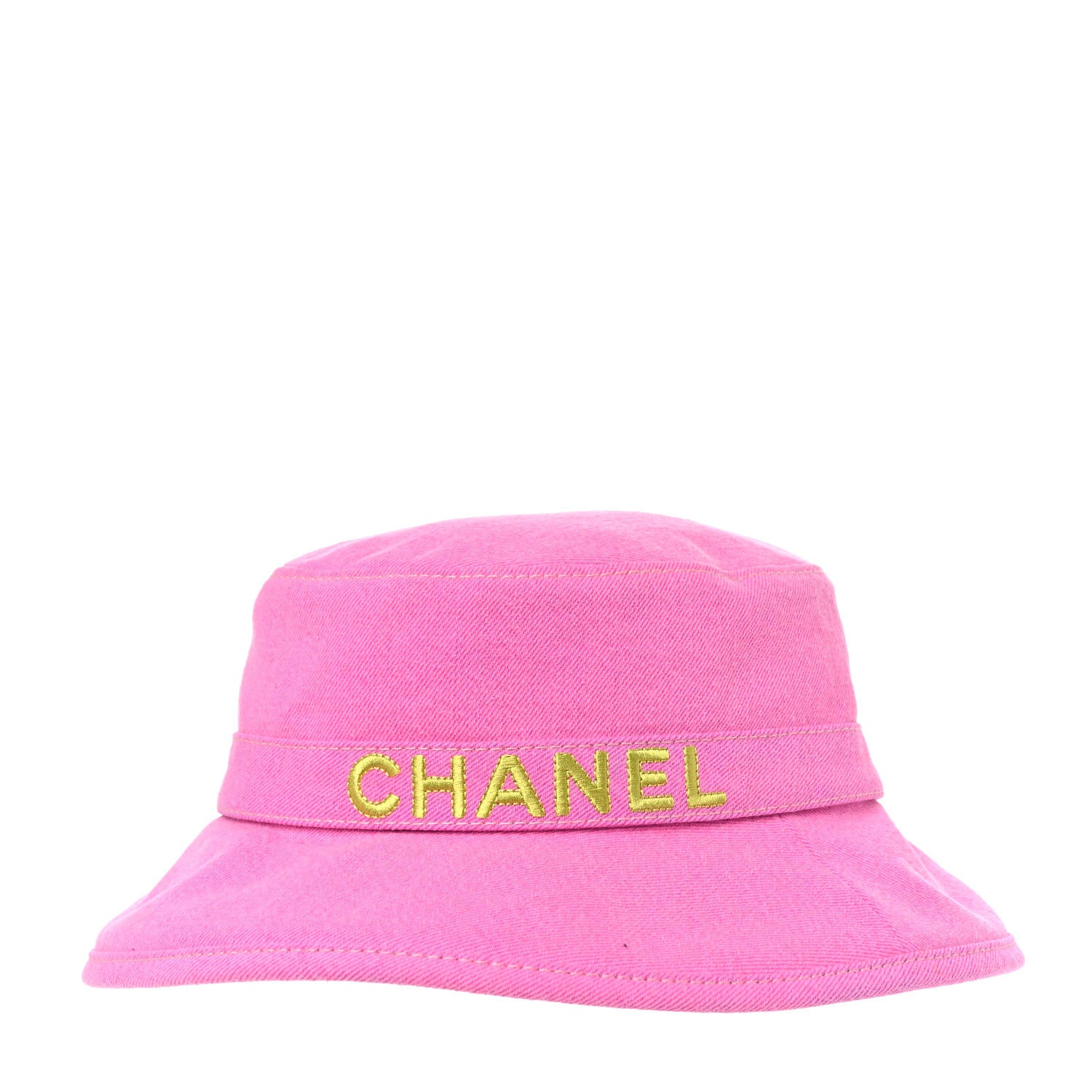Chanel Denim Logo Bucket Hat M Pink Yellow 980378 – FASHIONPHILE