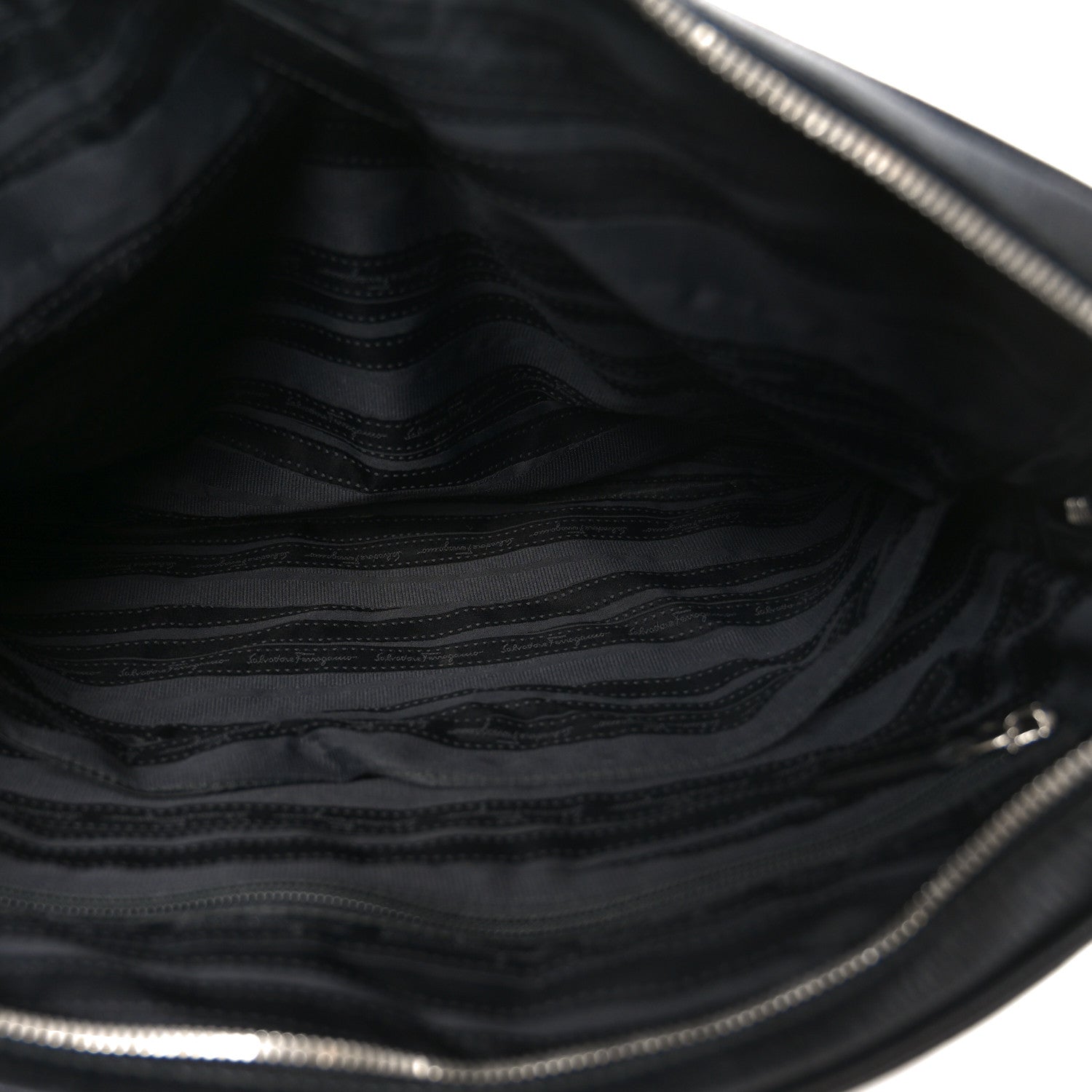 Salvatore Ferragamo Calfskin Zip Around Briefcase Black 1810566