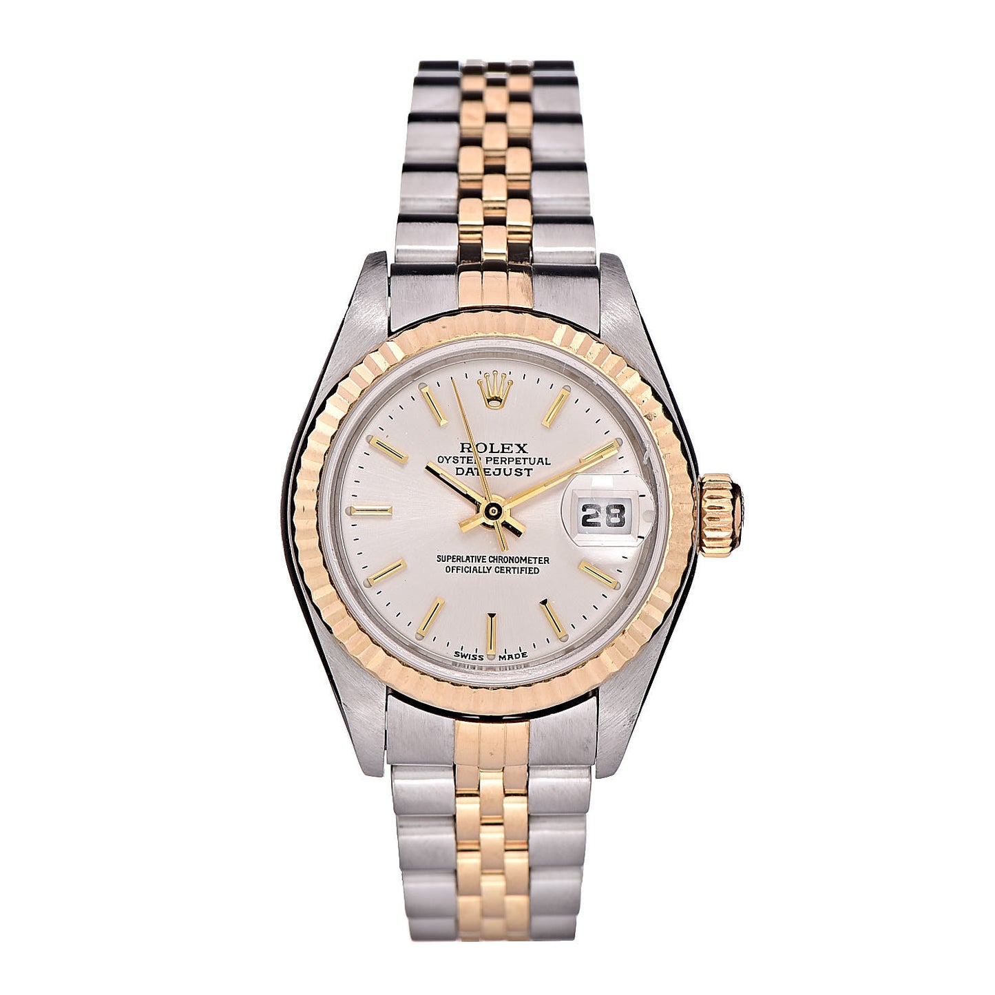 Stainless Steel 18K Yellow Gold 26mm Oyster Perpetual Datejust Watch Silver 79173