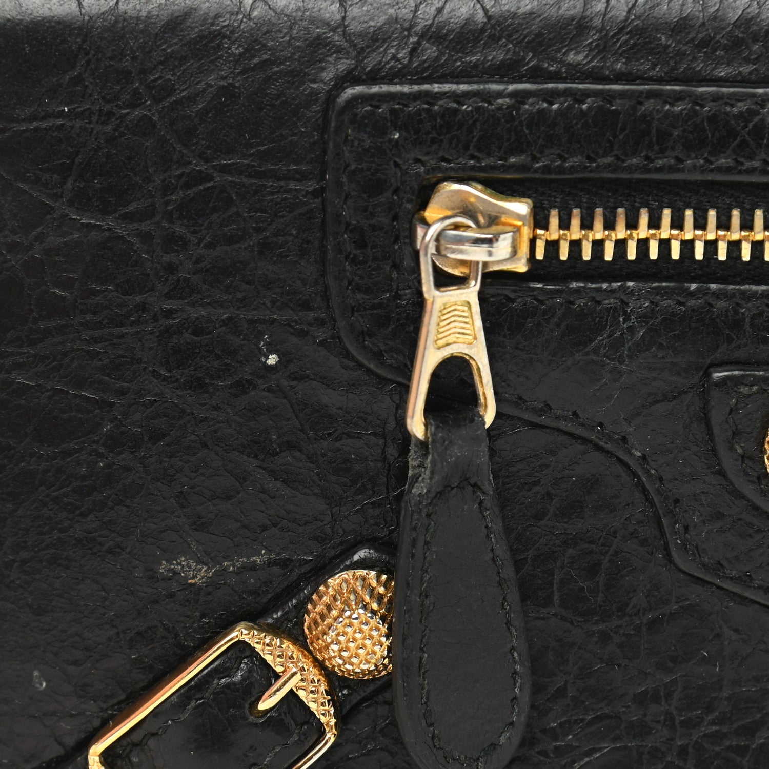 Balenciaga Agneau Giant 12 Gold Hardware Continental Zip Around Wallet Black 11 of 12