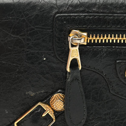 Balenciaga Agneau Giant 12 Gold Hardware Continental Zip Around Wallet Black 11 of 12