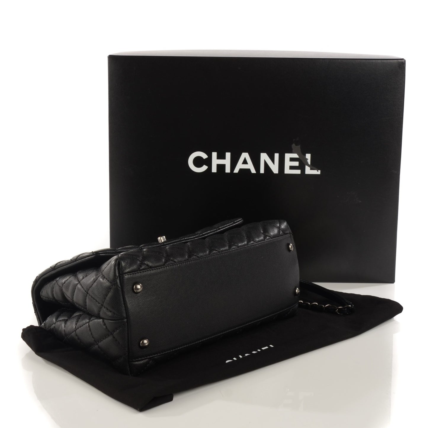 Caviar Quilted Small Coco Handle Flap Black