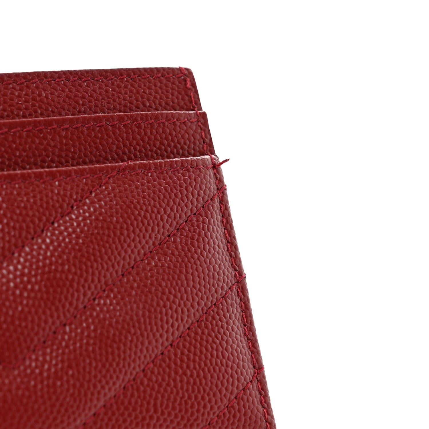 Saint Laurent Grain De Poudre Matelasse Chevron Monogram Credit Card Case Opyum Red 8 of 9
