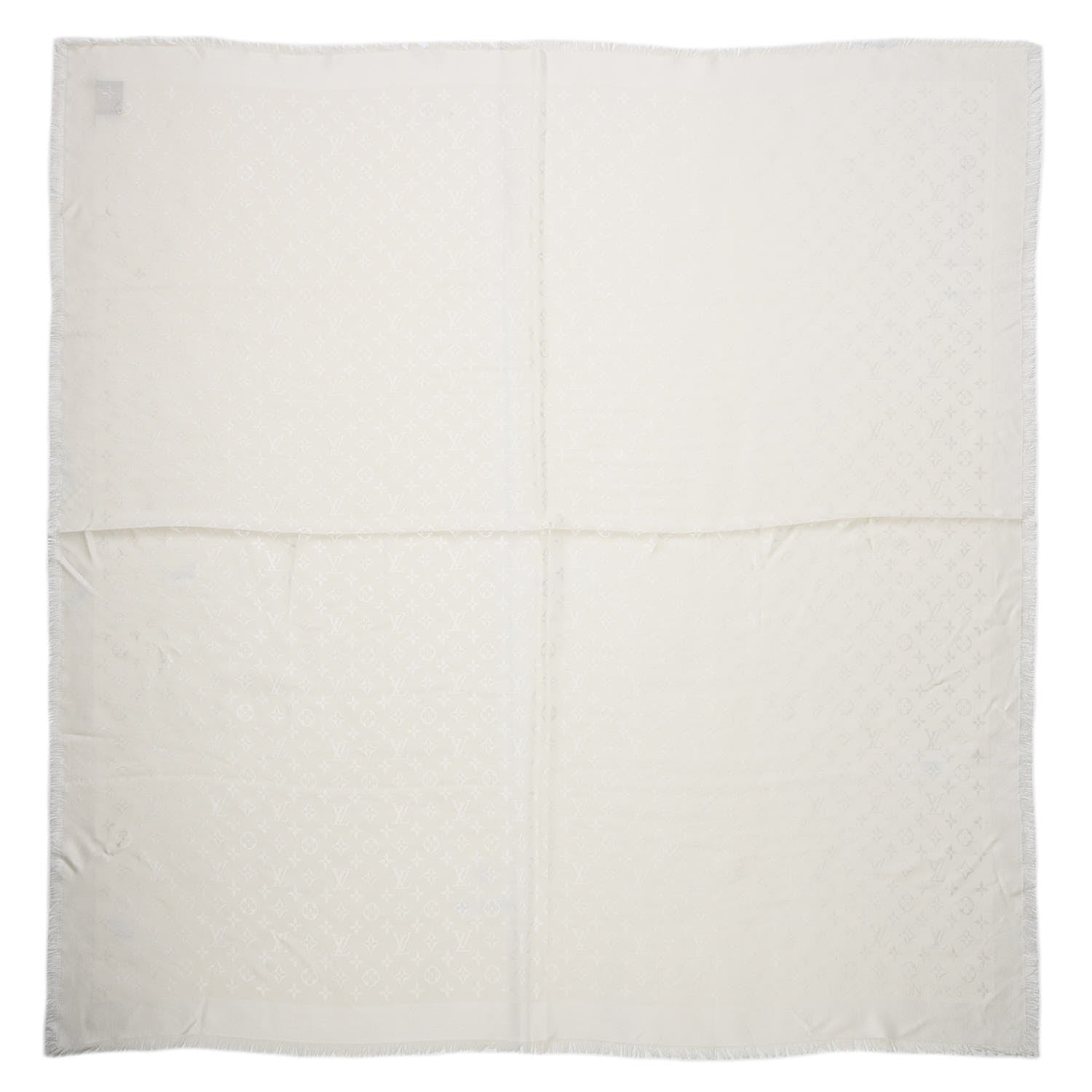 Louis Vuitton Wool Silk Monogram Shawl White 1 of 4