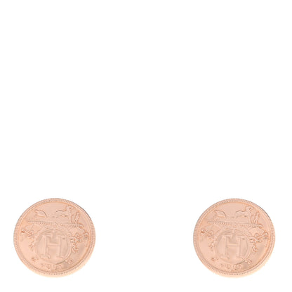 Hermes 18K Rose Gold TPM Ex-Libris Stud Earrings 1 of 5