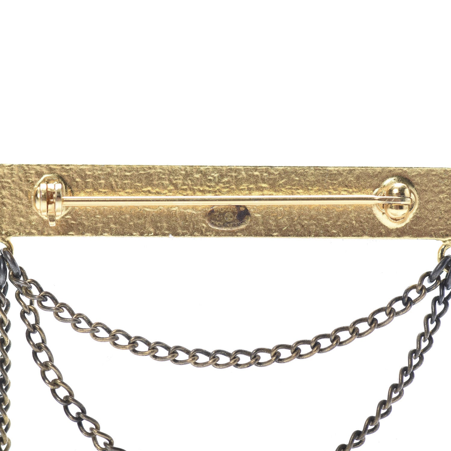 Chanel Pearl Logo Chain Brooch Gold 4 of 4