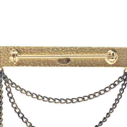 Chanel Pearl Logo Chain Brooch Gold 4 of 4