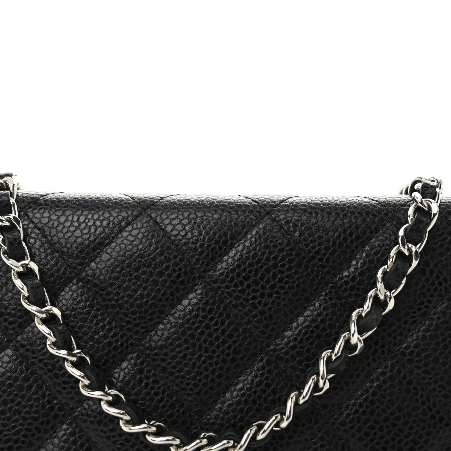 Caviar Quilted Wallet on Chain WOC Black