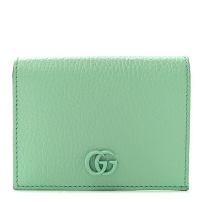 Gucci Dollar Calfskin Enamel Monochrome GG Marmont Card Case Green 1 of 9