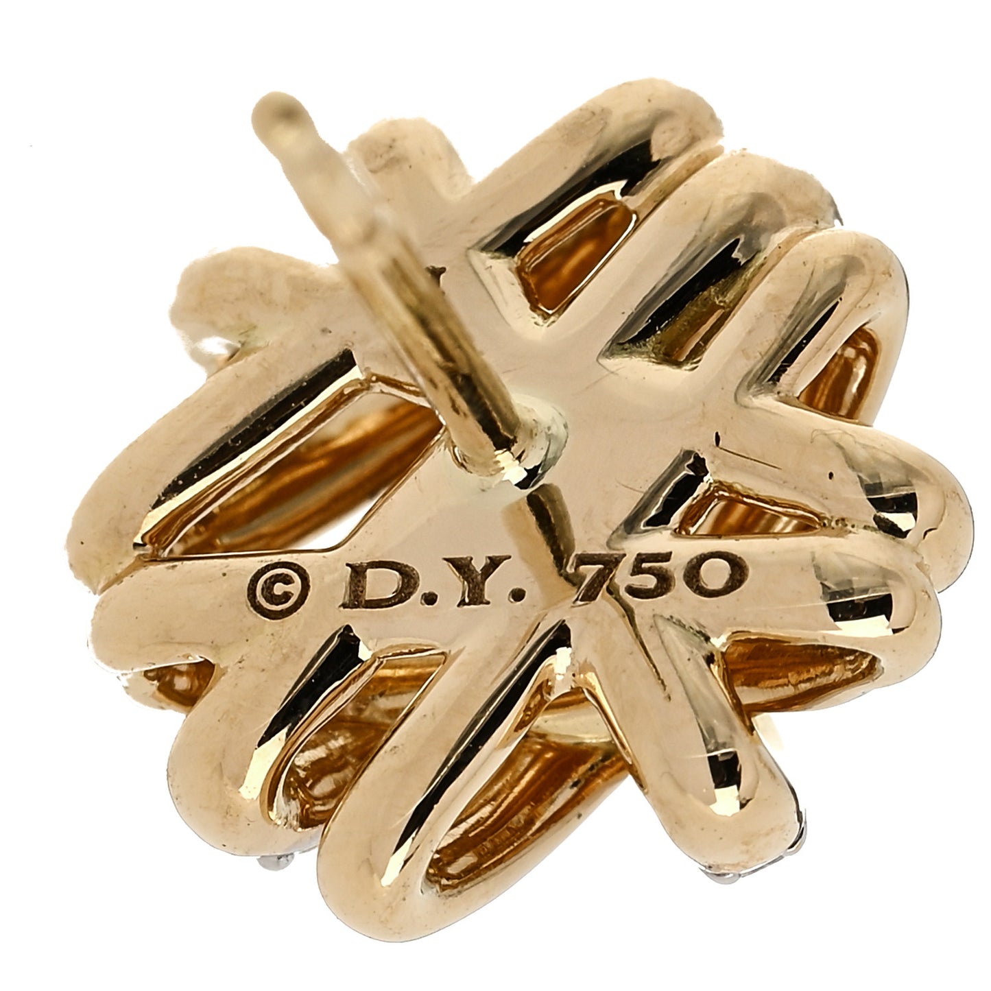 18K Yellow Gold Diamond 11mm Crossover Stud Earrings
