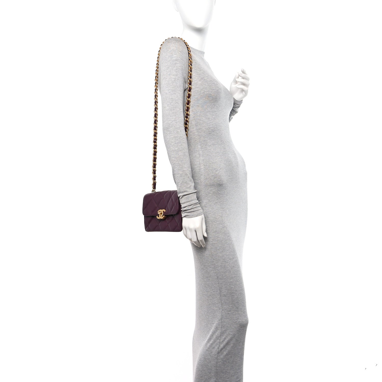 Chanel Caviar Quilted CC Mini Flap Dark Burgundy 2 of 11