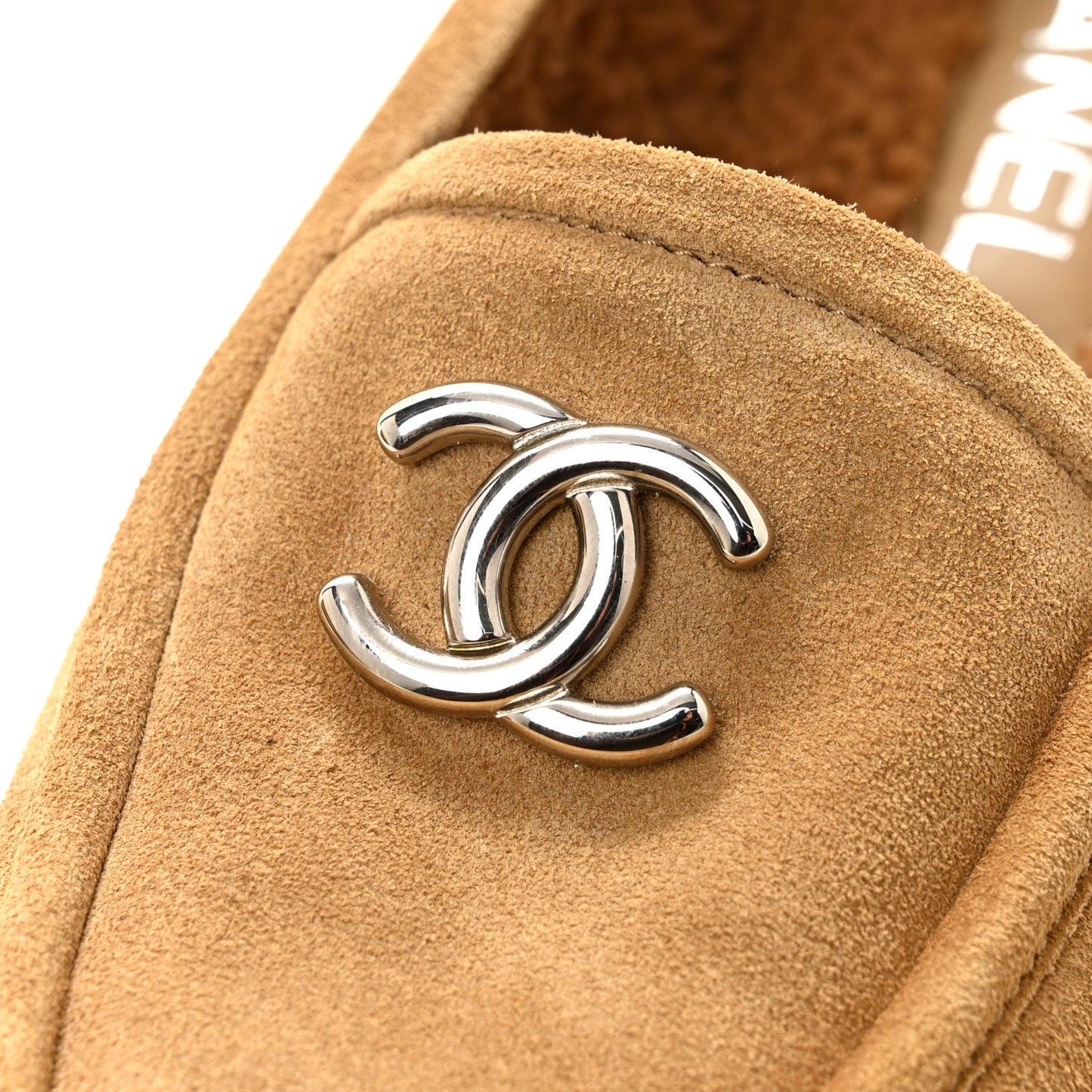 Suede Calfskin CC Loafers 37.5 Dark Beige